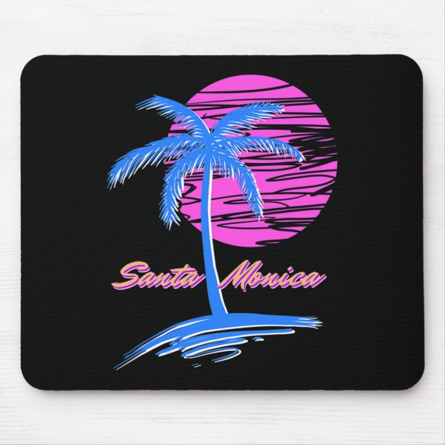 Alfombrilla De Ratón Playa Santa Monica Outrun 80 Vaporwave estético (Frente)