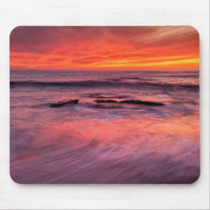 Alfombrilla De Ratón Playa Windansea Atardecer Rojo