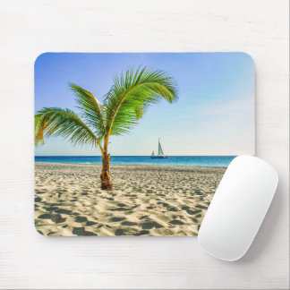 Alfombrilla De Ratón Playas tropicales | Barco de vela, palmera, Aruba