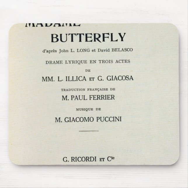 Alfombrilla De Ratón Playbill para señora Butterfly de Giacomo (Frente)