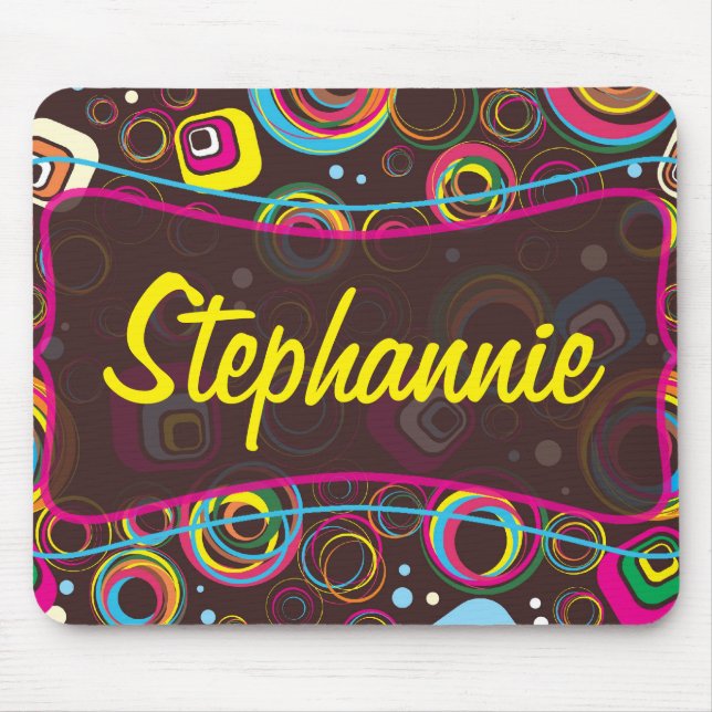 Alfombrilla De Ratón Plaza del Círculo Retro de los años 1950 Groovy Mo (Frente)