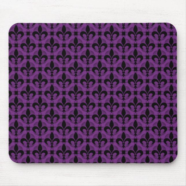 Alfombrilla De Ratón Plum Purple Fancy Fleur de lis Mousepad (Frente)