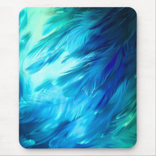 Alfombrilla De Ratón Pluma abstracta verde azul