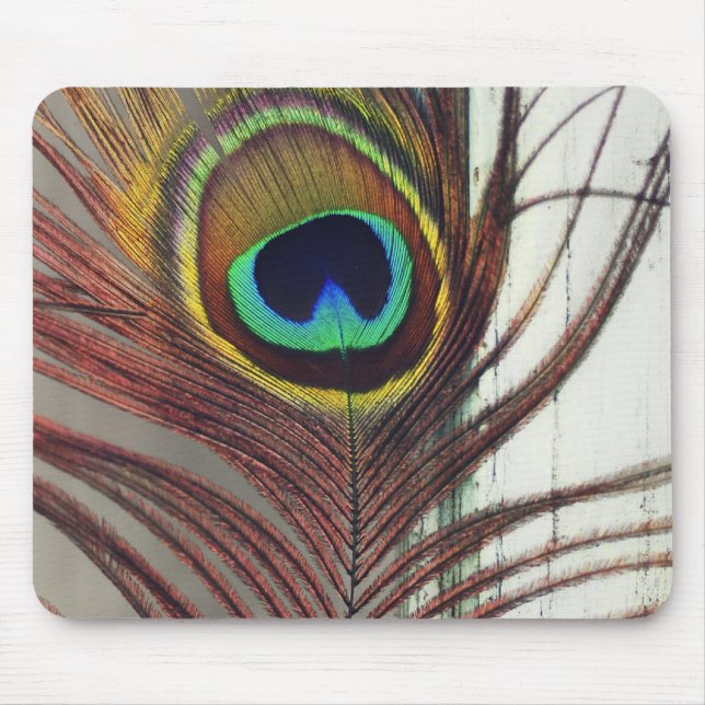 Alfombrilla De Ratón Pluma de reclinación del pavo real (Frente)