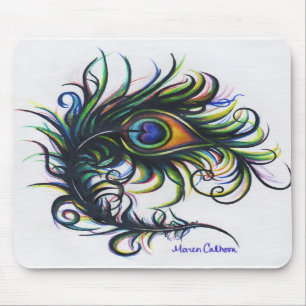 Alfombrilla De Ratón Pluma Mousepad del pavo real