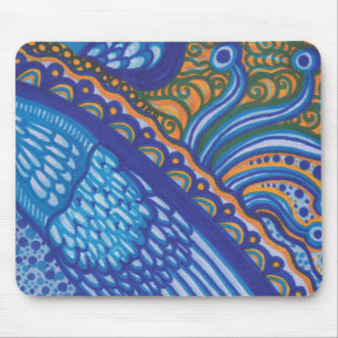 Alfombrilla De Ratón Plumas y cordón azules caprichosos Mousepad