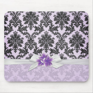 Alfombrilla De Ratón Plumeria Damask Mousepad de lavanda exótica