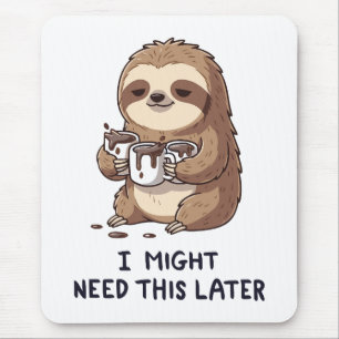 Alfombrilla De Ratón Podría Necesitar Café Más Tarde - Humor Lazy Sloth