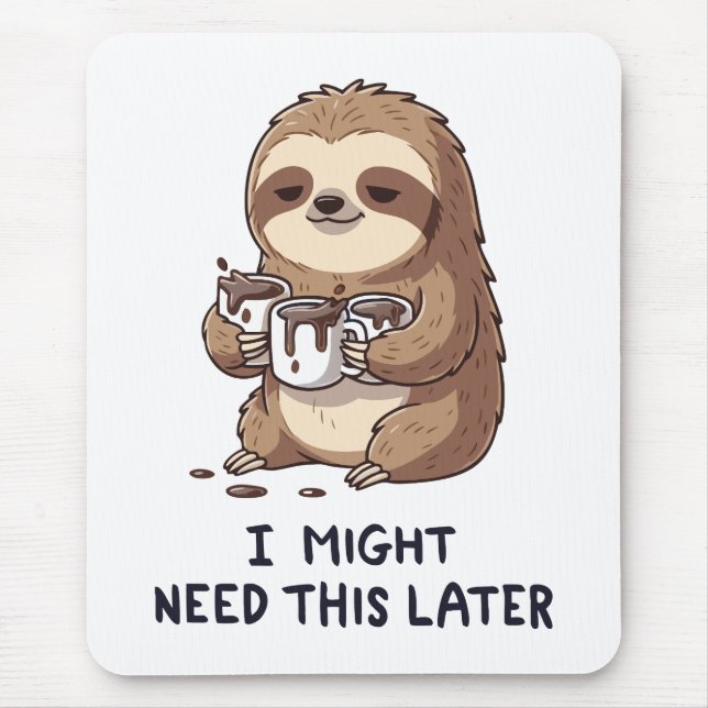 Alfombrilla De Ratón Podría Necesitar Café Más Tarde - Humor Lazy Sloth (Frente)