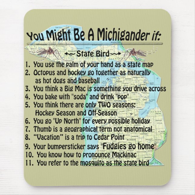 Alfombrilla De Ratón Podría Ser Un Michigander Si: (Frente)