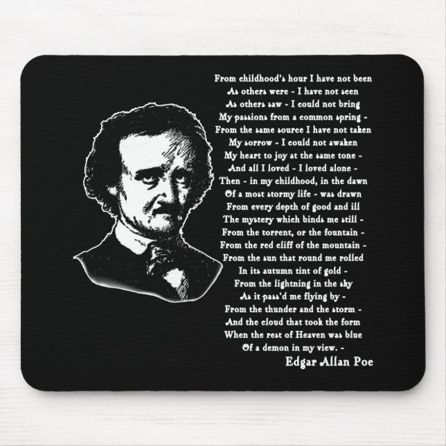 Alfombrilla De Ratón Poema de Edgar Allan Poe SOLO (Frente)