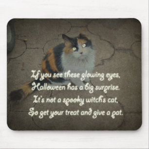 Alfombrilla De Ratón Poema de Halloween - Gato de Calico