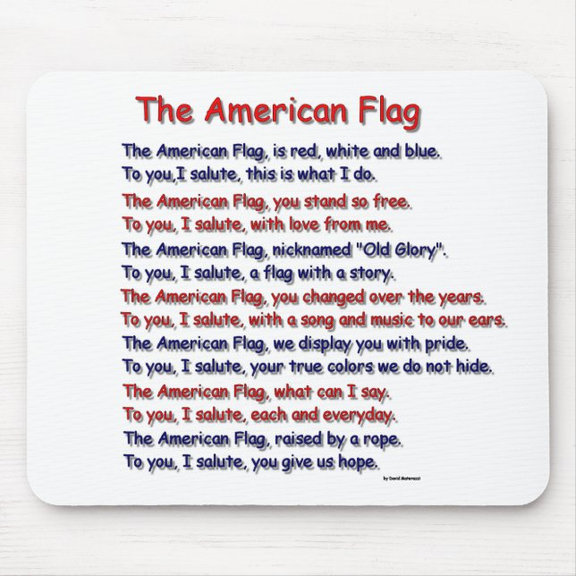 Alfombrilla De Ratón Poema Mousepad de la bandera americana (Frente)
