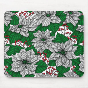 Alfombrilla De Ratón Poinsettia blanca, patrón de Navidades