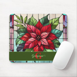 Alfombrilla De Ratón Poinsettia de vidrio templado personalizado