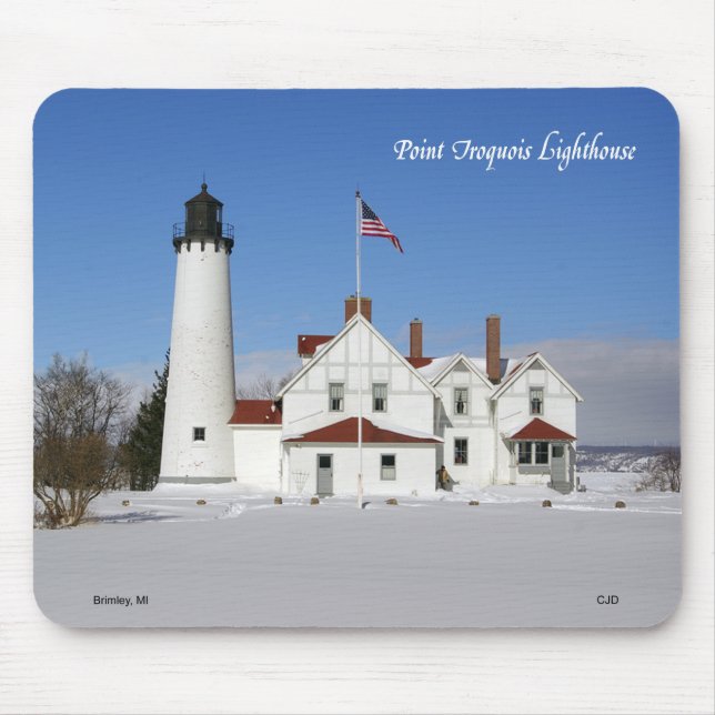 Alfombrilla De Ratón Point Iroquois Lighthouse mousepad de invierno (Frente)