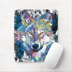 Alfombrilla De Ratón Polígono de lobo azul Mousepad colorido