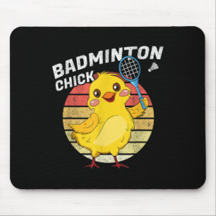 Alfombrilla De Ratón Pollita de bádminton retro gallina volante mujeres