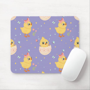 Alfombrilla De Ratón Pollito de Pascua Lindo con Patrón Continuo de Laz