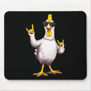 Alfombrilla De Ratón Pollito Divertido Genial Rock On Avícola Amante De