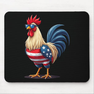 Alfombrilla De Ratón Pollo Bandera De Eeuu Patriótico Gracioso Pollo 4