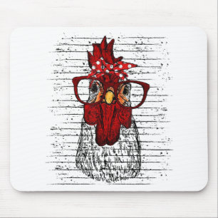 Alfombrilla De Ratón Pollo con cinta de venda y gafas lindo