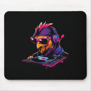 Alfombrilla De Ratón Pollo Con Gafas De Sol Y Auriculares Como Dj