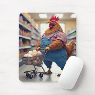 Alfombrilla De Ratón Pollo con huevos en un carrito de compras