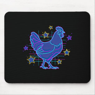 Alfombrilla De Ratón Pollo divertido de vaporwave retro azul rosa negri