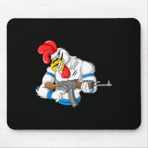 Alfombrilla De Ratón Pollo Enojado Caricatura Arma Gallo Divertido Arma