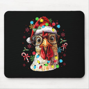 Alfombrilla De Ratón Pollo Luces Navidad Santa Árbol Navideño Divertido