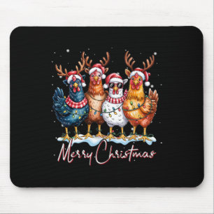 Alfombrilla De Ratón Pollo Luces Navidad Santa Árbol Navideño Divertido