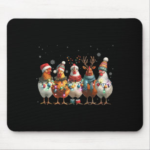 Alfombrilla De Ratón Pollo Luces Navidad Santa Árbol Navideño Divertido