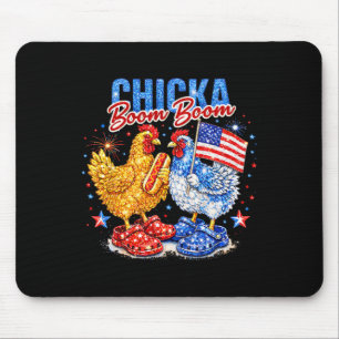 Alfombrilla De Ratón Pollo Patriótico Chicka Boom Boom Rojo Blanco Azul