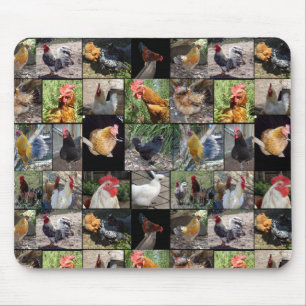 Alfombrilla De Ratón Pollo Y Collage de fotos De Gallos,