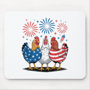 Alfombrilla De Ratón Pollos Patrióticos Divertidos Bandera De Estados U