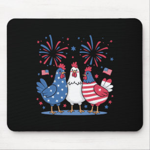 Alfombrilla De Ratón Pollos Patrióticos Divertidos Bandera De Estados U