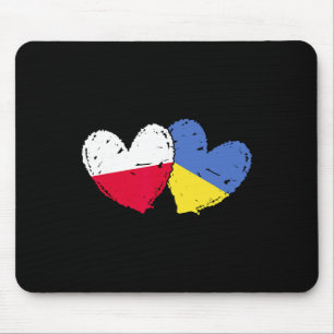 Alfombrilla De Ratón Polonia Ucrania Corazón Banderas Bandera Dual Pola