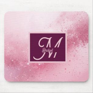 Alfombrilla De Ratón Polvo brillante de mármol abstracto femenino rosa