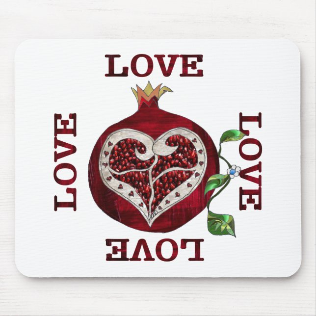 Alfombrilla De Ratón Pomegranate Heart LOVE Valentine (Frente)