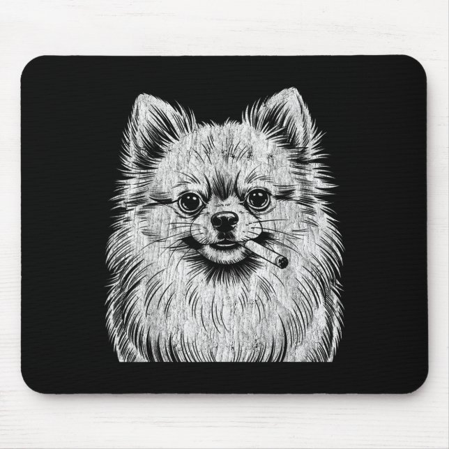 Alfombrilla De Ratón Pomerania adorable fumando meme perro (Frente)