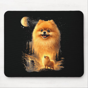 Alfombrilla De Ratón Pomerania aullando a la luna arte de perro vintage