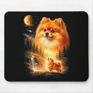 Alfombrilla De Ratón Pomerania aullando a la luna vintage místico hacer