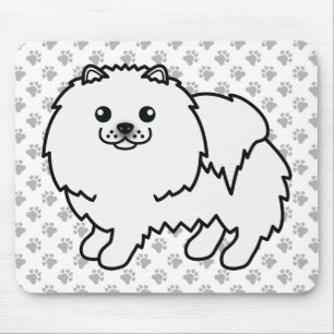 Alfombrilla De Ratón Pomerania Blanca Perro De Dibujos Animados Lindo &