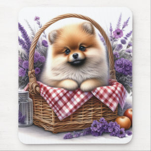 Alfombrilla De Ratón Pomerania Cachorro de cachorro acuático de flores