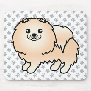 Alfombrilla De Ratón Pomerania crema perro de dibujos animados lindo y 