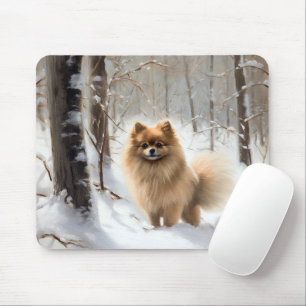 Alfombrilla De Ratón Pomerania Deja que nieve Navidad