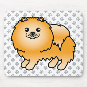 Alfombrilla De Ratón Pomerania naranja Perro de dibujos animados lindo 