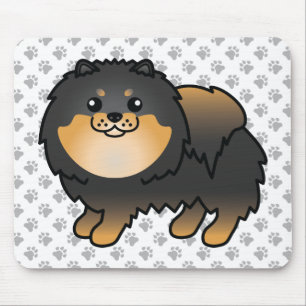 Alfombrilla De Ratón Pomerania negro y marrón Perro de dibujos animados