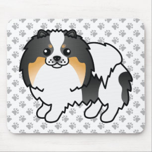Alfombrilla De Ratón Pomerania Tricolor Blanca Perro De Dibujos Animado
